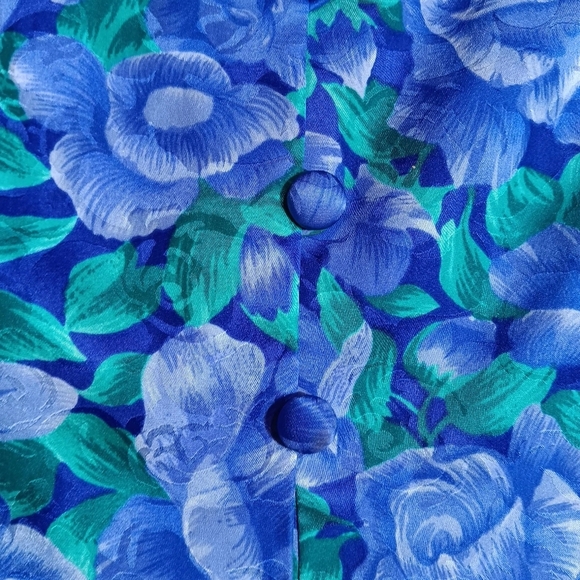 Adrianna Papell Blazer Women's Small 100% Silk Glass Stained Flowers Artsy - Picture 5 of 12